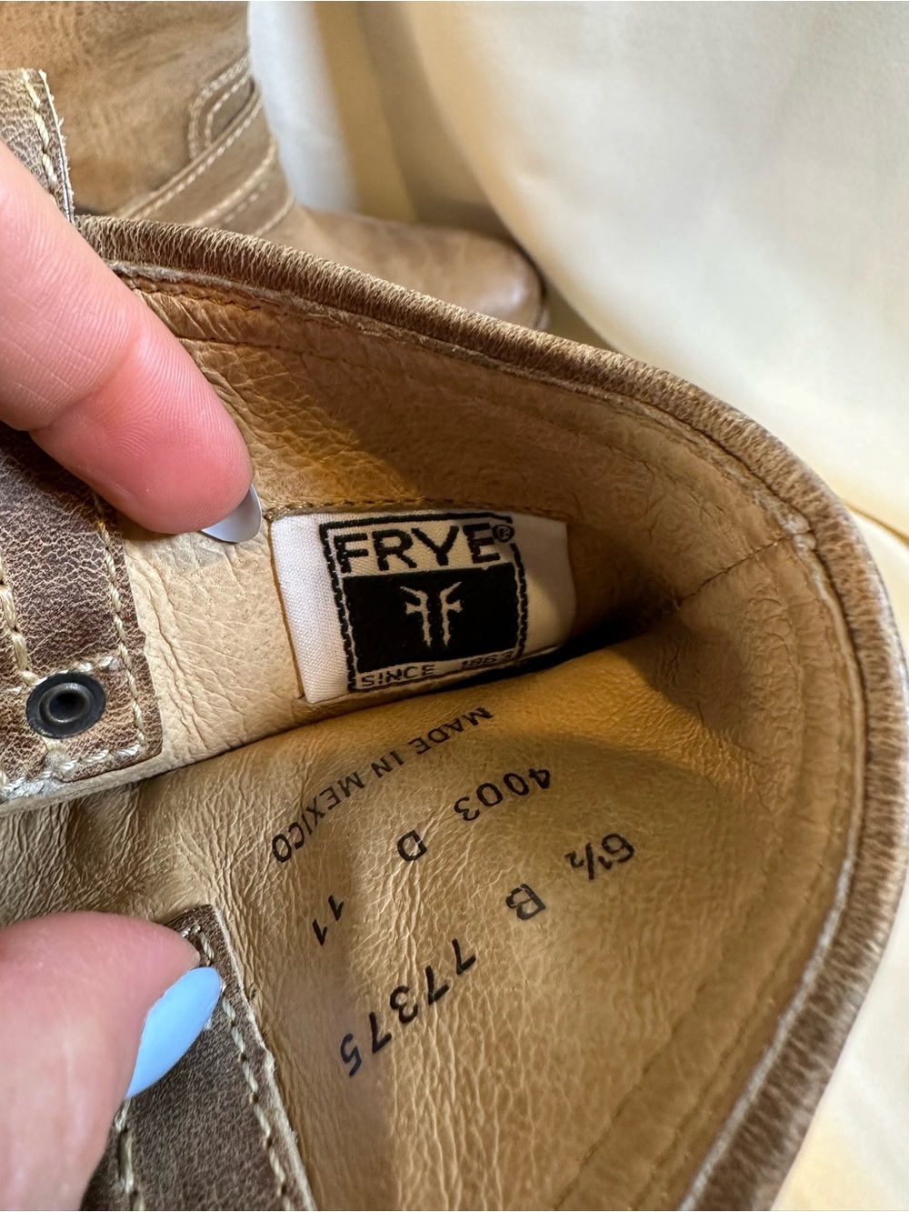 Frye Women's tan Carmen Leather Harness mid calf short Boots 6.5 - Picture 7 of 10